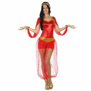 Carnaval/feest arabische buikdanseres verkleedkostuum rood dames