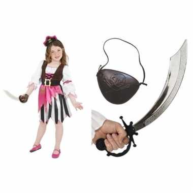 Compleet carnaval kleding kostuum piraat meisjes