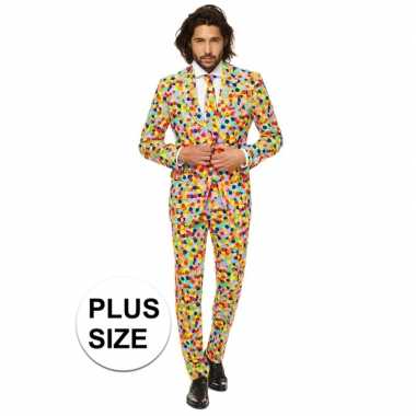 Grote maat compleet kostuum confetti print carnaval