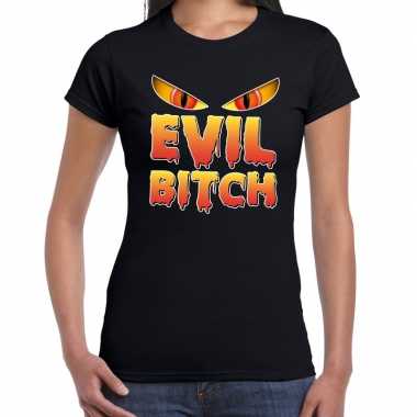 Halloween evil bitch verkleed t kostuum zwart dames carnaval
