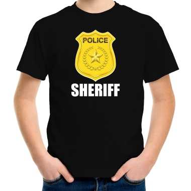 Sheriff police / politie embleem t kostuum zwart kinderen carnaval