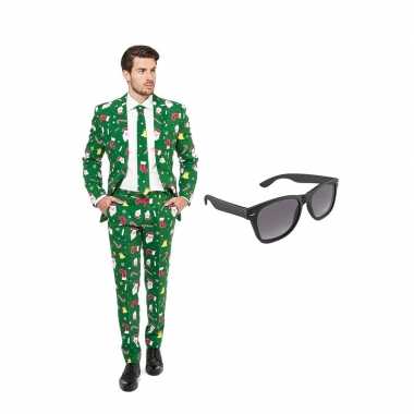 Verkleed kerst print net heren kostuum maat (xxl) gratis zonnebril c