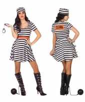 Carnaval feest boeven gevangenen bonnie verkleedkostuum jurkje dames