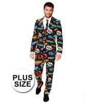 Grote maat comic print kostuum carnaval