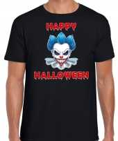 Happy halloween blauwe halloween clown verkleed t kostuum zwart heren carnaval
