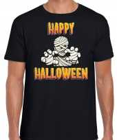 Happy halloween halloween mummie verkleed t kostuum zwart heren carnaval