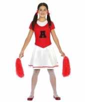Kostuum cheerleader kinder verkleedjurkje rood wit carnaval