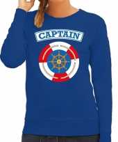 Kostuum kapitein captain verkleed sweater blauw dames carnaval