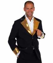 Kostuum zwart goud glitter jas heren carnaval