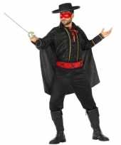 Spaanse held zwart rood verkleed kostuum heren carnaval