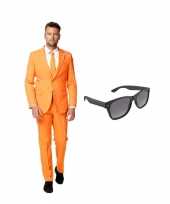 Verkleed oranje net heren kostuum maat l gratis zonnebril carnaval 10107696