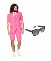 Verkleed roze net heren kostuum maat xl gratis zonnebril carnaval 10104045